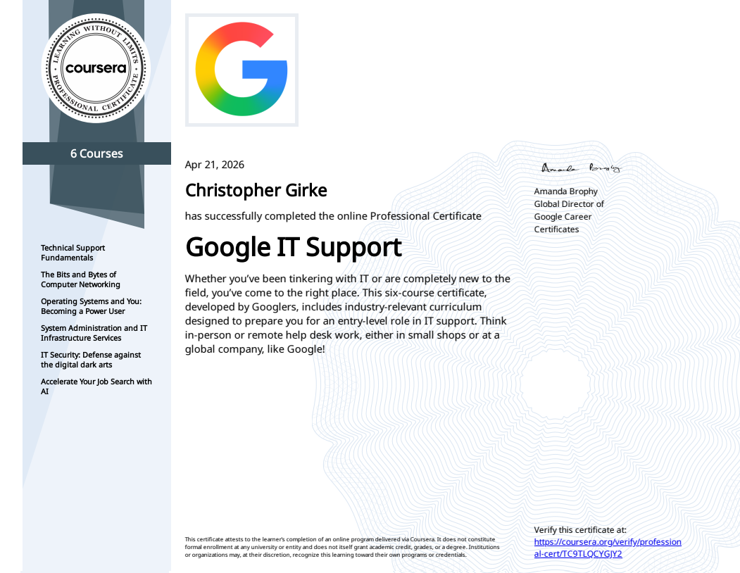 IT Support - Zertifiziert von Google