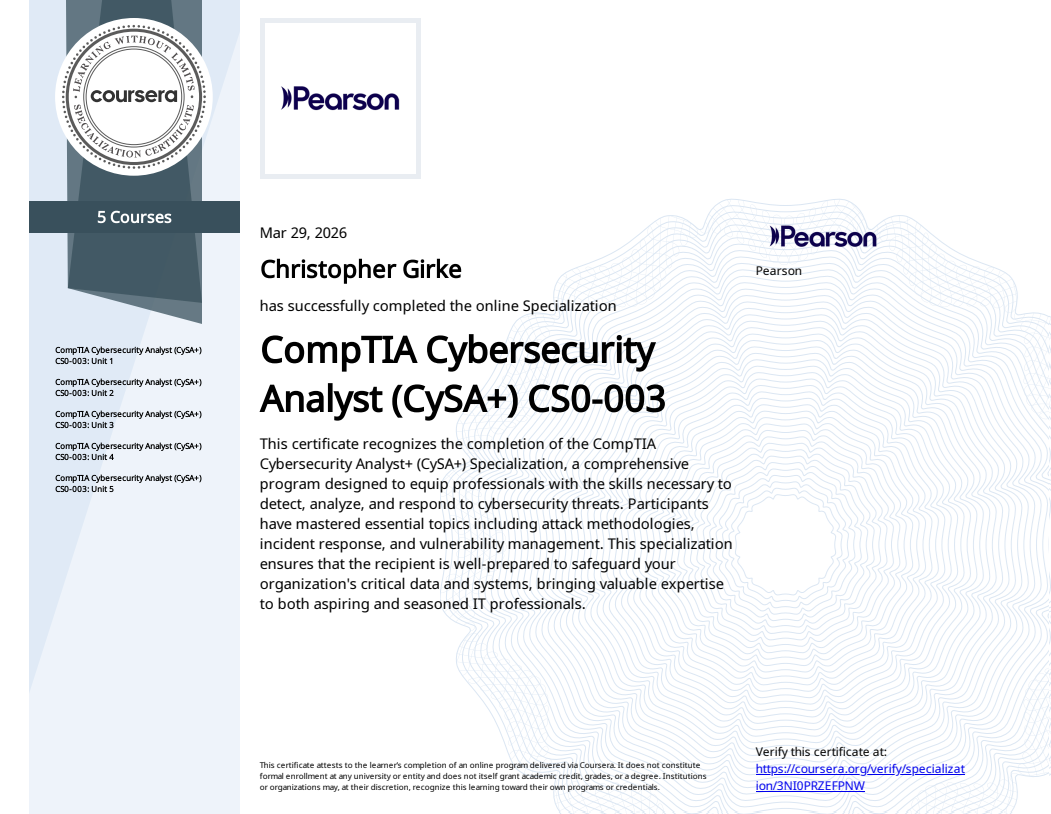Cybersecurity - Zertifiziert von Pearson